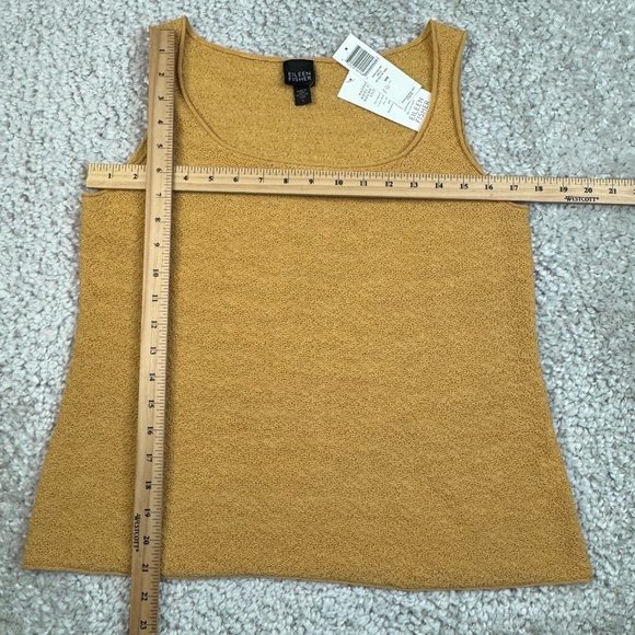 NEW Eileen Fisher Washable Wool Crepe Tank Roll Square Neck Mustard Yellow Small - Picture 9 of 9